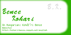 bence kohari business card